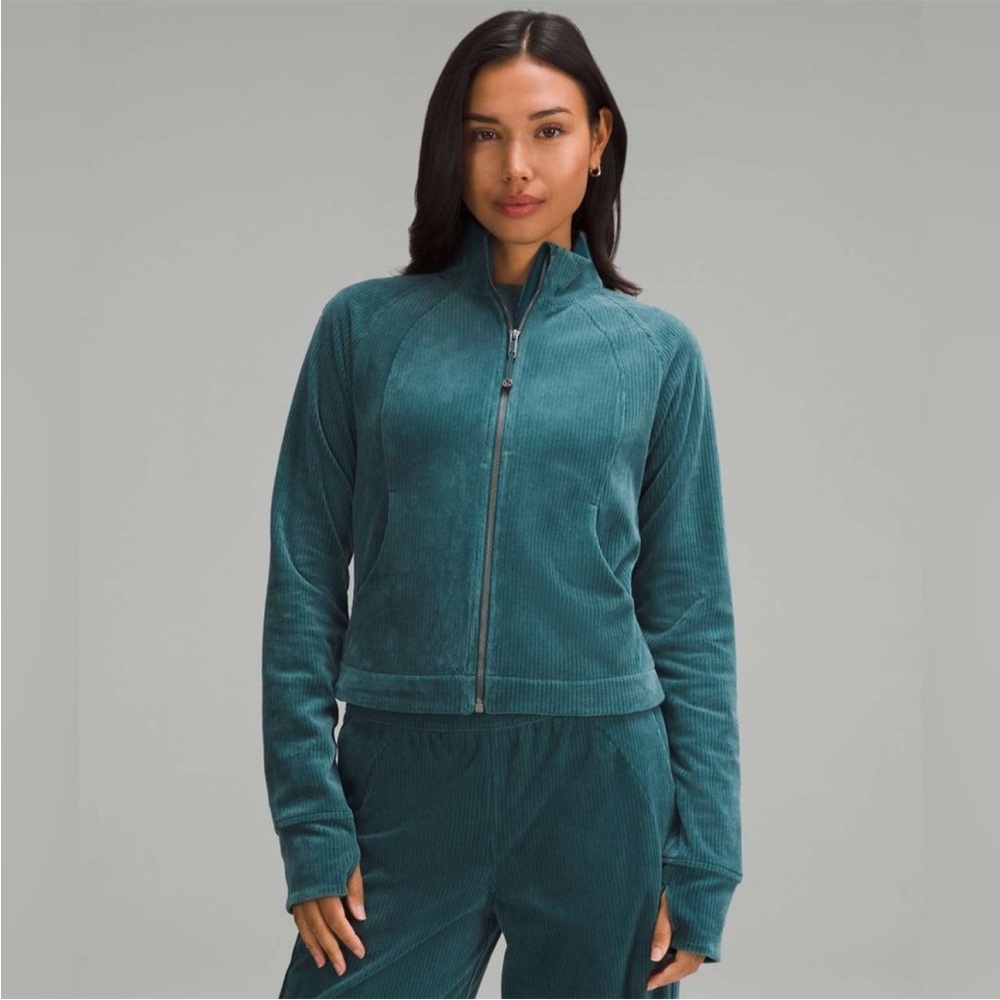 Lululemon💎NWOT💎Scuba Track Jacket *Velvet Cord💎Storm Teal💎Size 6